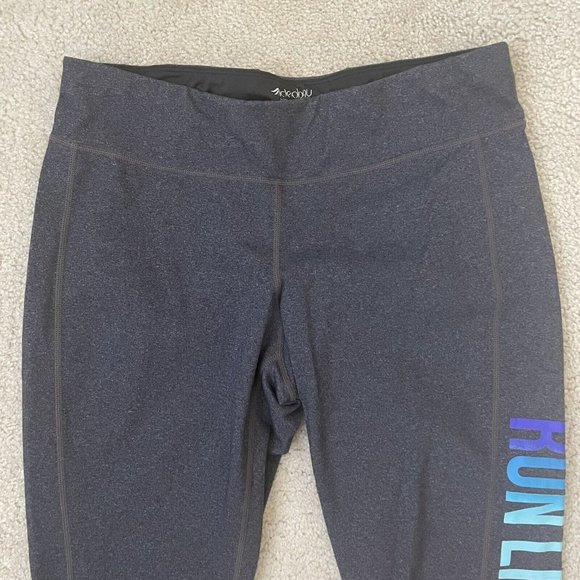 Ideology Crop Leggings Womens XL Run Like A Girl Colorful Capri Yoga Pants Grey - Picture 4 of 11